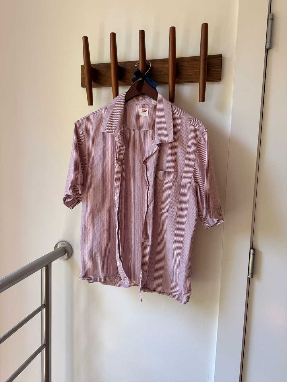 Levi's Red and White Striped Button-Up Shirt